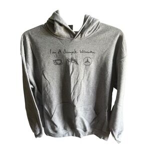 I'm A Simple Woman Coffee Pizza Mercedes Hoodie Gray Gildan Heavy Blend